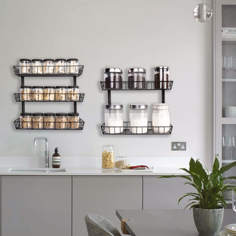 SWOMMOLY Adjustable Wall Mount Spice Rack Organizer, 12-Tier Dual-use (Multi-use) Hanging Spice Shelf Storage for Kitchen Pantry Cabinet Door, Seasoning Holder Organizer, Black - Image 3
