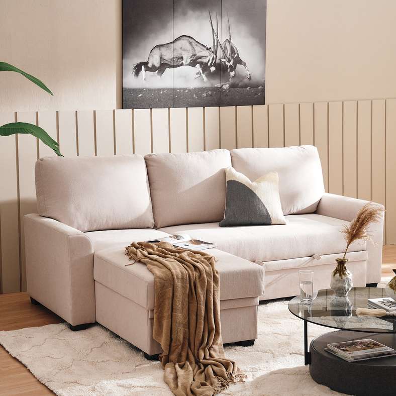 Pan Home MALAWI CORNER SOFA SET-BEIGE - Image 1