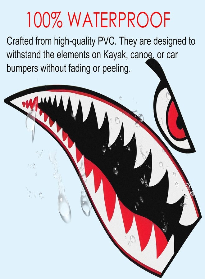 MOOCY Kayak Stickers, PVC Waterproof Shark Teeth Mouth Decals for Fishing Boat, Kayak Accessories (Flying Tiger Shark, 12") - Image 2
