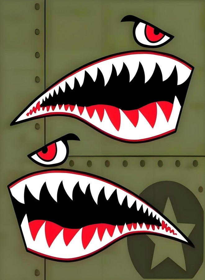 MOOCY Kayak Stickers, PVC Waterproof Shark Teeth Mouth Decals for Fishing Boat, Kayak Accessories (Flying Tiger Shark, 12") - Image 1