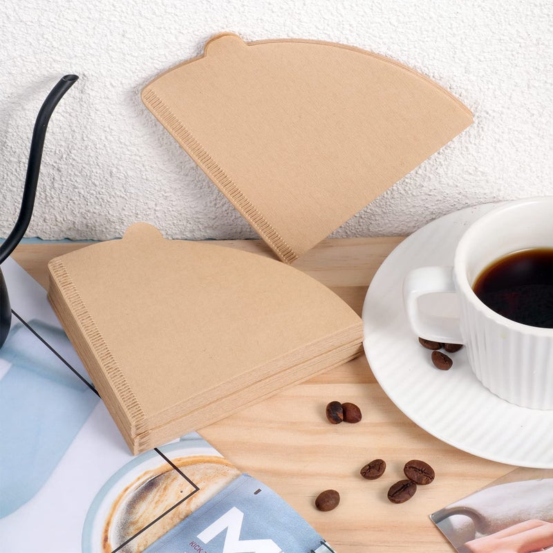 Lanjue 150PCS Coffee Filter Papers, V60 Coffee Filters 02 Unblenched Natural Brown Size 2 Cone Filter Papers for V60 Pour Over Coffee Maker(1-4 Cups) - Image 4