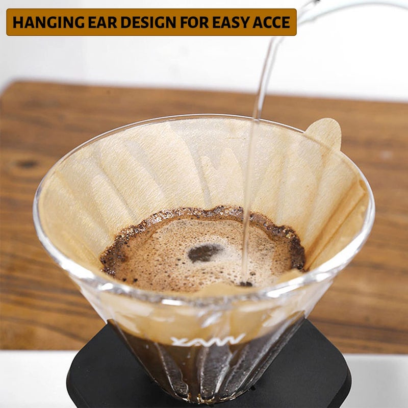 Lanjue 150PCS Coffee Filter Papers, V60 Coffee Filters 02 Unblenched Natural Brown Size 2 Cone Filter Papers for V60 Pour Over Coffee Maker(1-4 Cups) - Image 3