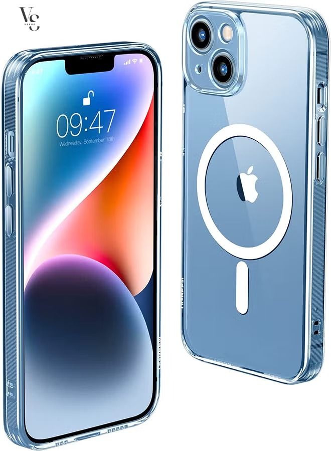 فيسوس جراب iphone 14 magsafe جراب مغناطيسي رفيع رفيع مقاس 6.1 بوصة ومقاوم للإصفرار ومضاد للسقوط وامتصاص الصدمات ومضاد للخدش وغطاء كريستال صلب من الخلف متوافق مع جراب iPhone 14 شفاف - Image 1