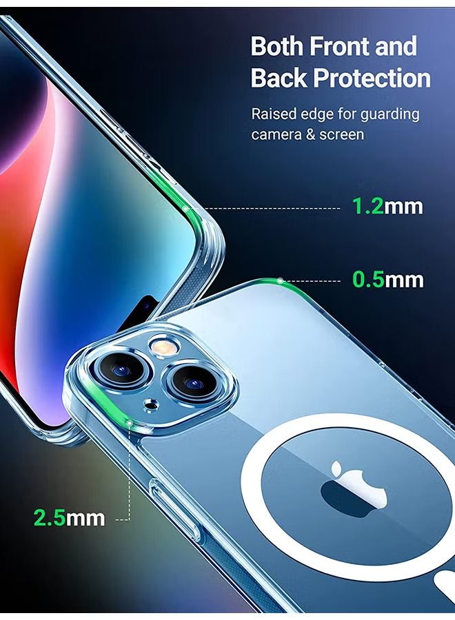 فيسوس جراب iphone 14 magsafe جراب مغناطيسي رفيع رفيع مقاس 6.1 بوصة ومقاوم للإصفرار ومضاد للسقوط وامتصاص الصدمات ومضاد للخدش وغطاء كريستال صلب من الخلف متوافق مع جراب iPhone 14 شفاف - Image 3