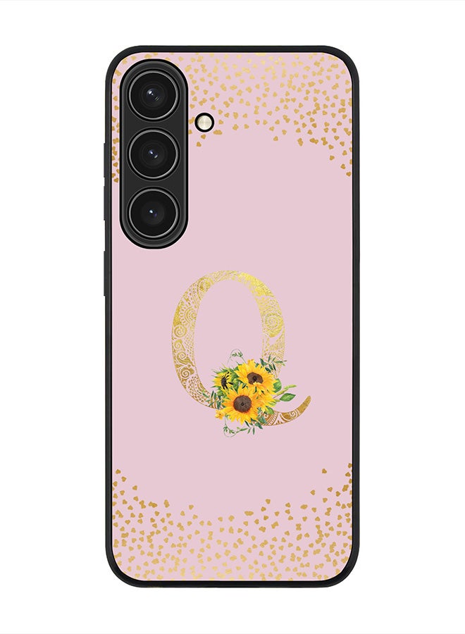 Stylizedd For Samsung Galaxy S25 5G Case,Slim fit Camera Protection, Shockproof Thin Phone cover  - Custom Floral Monogram - Q  (Pink ) - Image 1