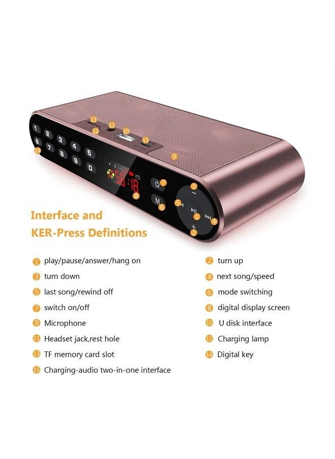 Bluetooth Speaker,FM Radio Player,MP3 Player Stereo Portable Wireless Speaker Drivers with HD Sound, Built-in Microphone, High Definition Audio and Enhanced Bass(Black) (Pink)