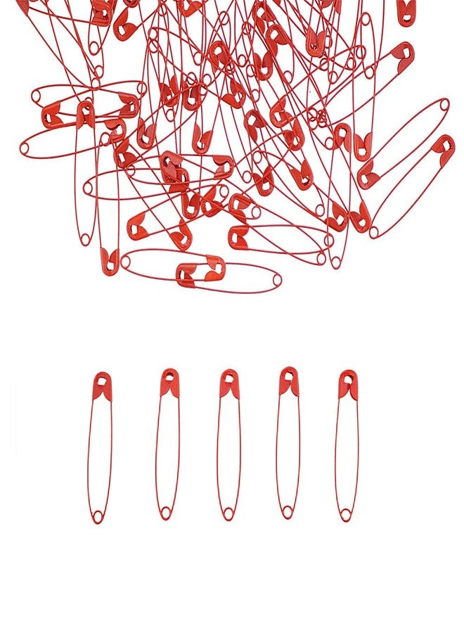 SaktopDeco Red Safety Pins 2.16 Inch Metal Safety Pins for Handcrafts DIY Sewing Art Craft Pin Pack of 100 - Image 1