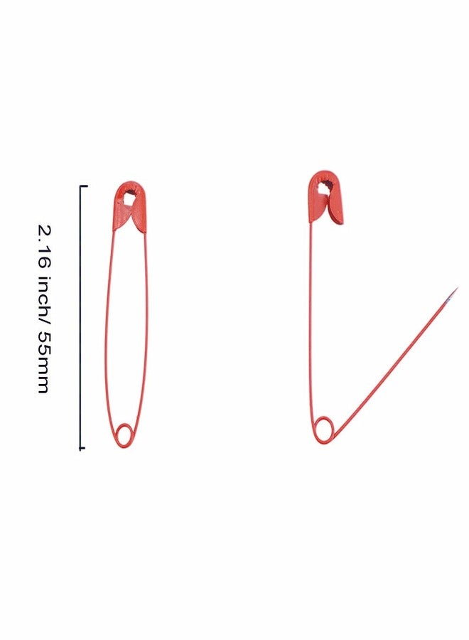 SaktopDeco Red Safety Pins 2.16 Inch Metal Safety Pins for Handcrafts DIY Sewing Art Craft Pin Pack of 100 - Image 2