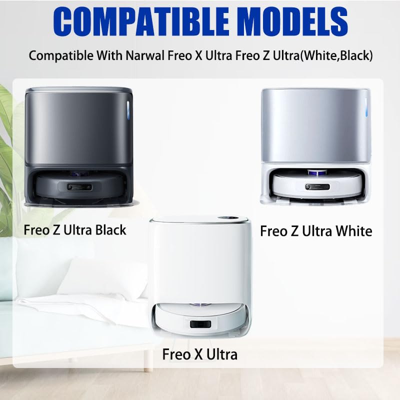 Rinakou Replacement Part Accessories Fit Compatible with Narwal Freo X Ultra Freo Z Ultra Robot Vacuum1 Main Brush4 Mop Pads6 Side Brushes2 Hepa Filters2 Dust Bags1 Cleaning Tool 16 Pack - Image 3