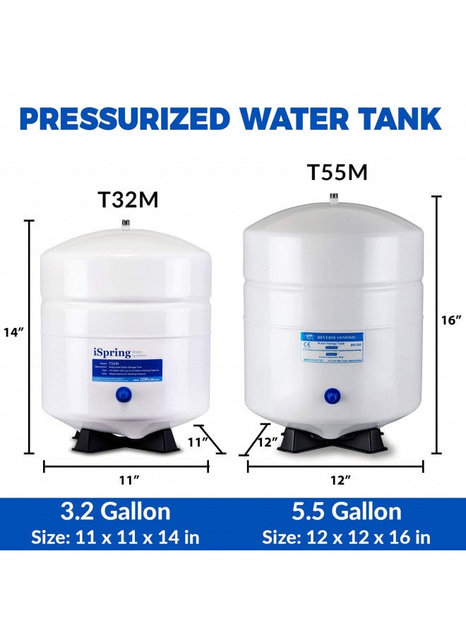 iSpring خزان مياه مضغوط iSpring T32M مع صمام كروي لأنظمة التناضح العكسي RO، سعة 4 جالون، صمام خزان 1/4" متضمن - Image 4