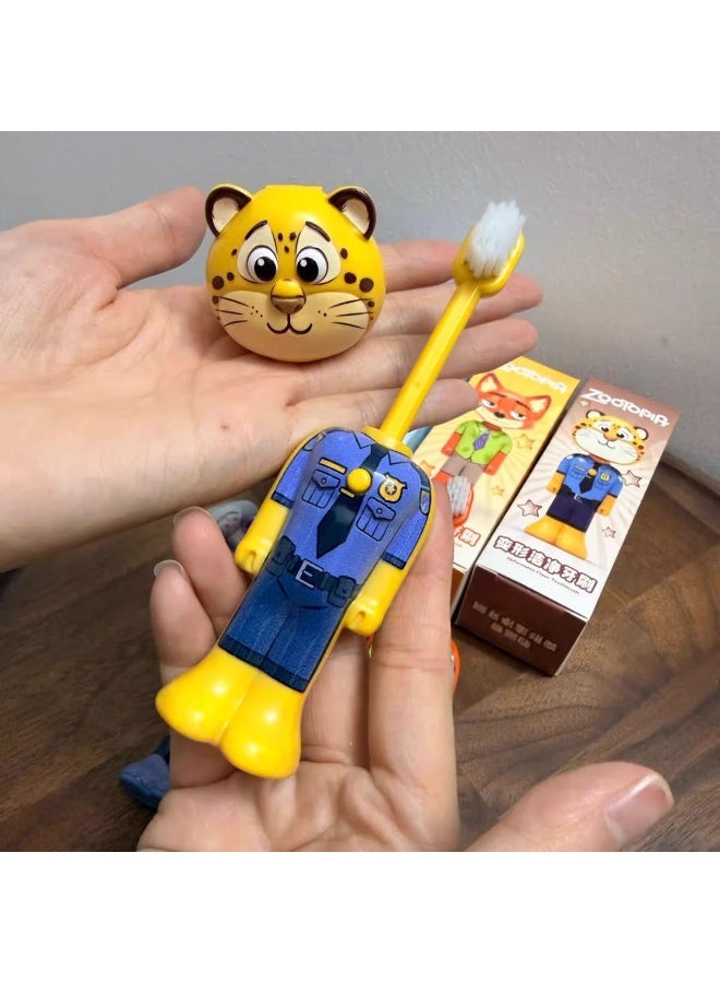 Disney clawhauser Zootopia Baby Toothbrush with Nick & Judy Character Design, Soft Bristles Kids Toothbrush, Transformable Cartoon Toothbrush for Boys & Girls - Image 3