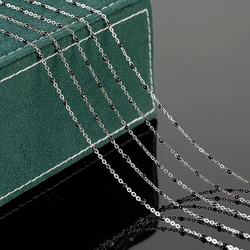UMAOKANG 10 Meters Stainless Steel Jewelry Chain for Jewelry Making Black Enamel Bead Cable Chain Roll with Open Jump Rings and Lobster Clasps - Image 5