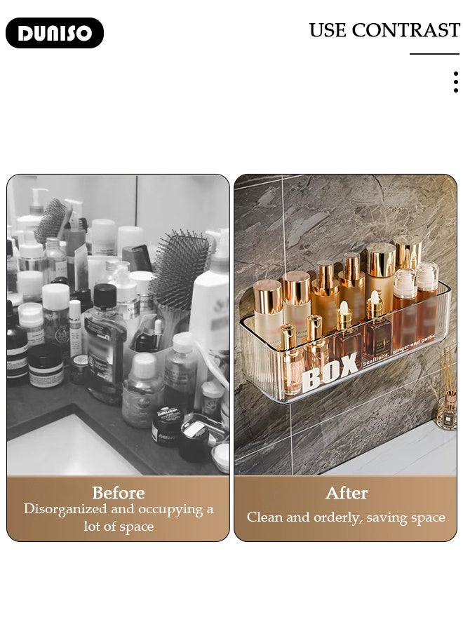 DUNISO Shower Caddy Shelf, Adhesive  Bathroom Shower Rack, No Drilling Wall Mounted Shower Organizer, High Load-Bearing Rustproof Bath Storage Basket for Bathroom, Toilet, Kitchen - Image 3