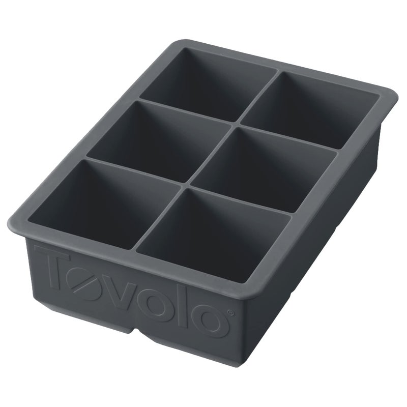 Tovolo King Cube Ice Tray Charcoal  Reusable  Large Silicone Molds for Whiskey Cocktails Coffee Bartender Accessories  Smoothies  BPAFree  DishwasherSafe