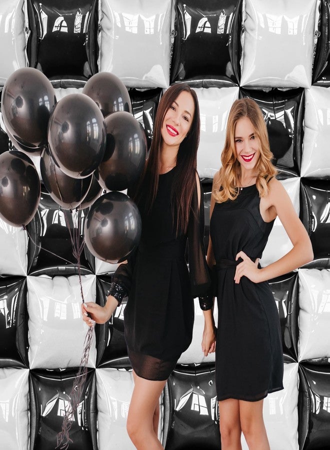 HILAVO Black and White Square Foil Balloon Wall, 25 PCS Double Sided Checkered Balloons Flat Square Balloon Backdrop for Checkerboard Racing Themed Birthday Party Background Decoration - Image 5