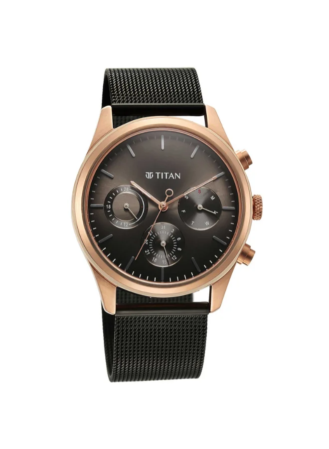 تيتان Men Analog Round Shape Stainless Steel Wrist Watch - 1805KM05 - 49.2 Mm