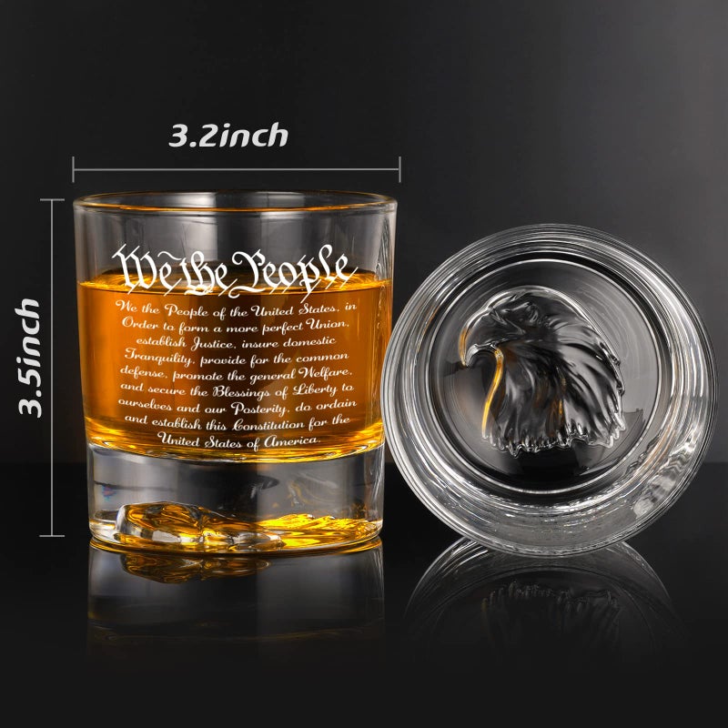 PONPUR 250th Anniversray Whiskey Decanter Engraved We The People American Flag, 750ml Whiskey Decanter Set with 2 Glasses, Boss Day Patriotic Birthday Gifts For Men Dad, Liquor Scotch Bourbon Presents - Image 3