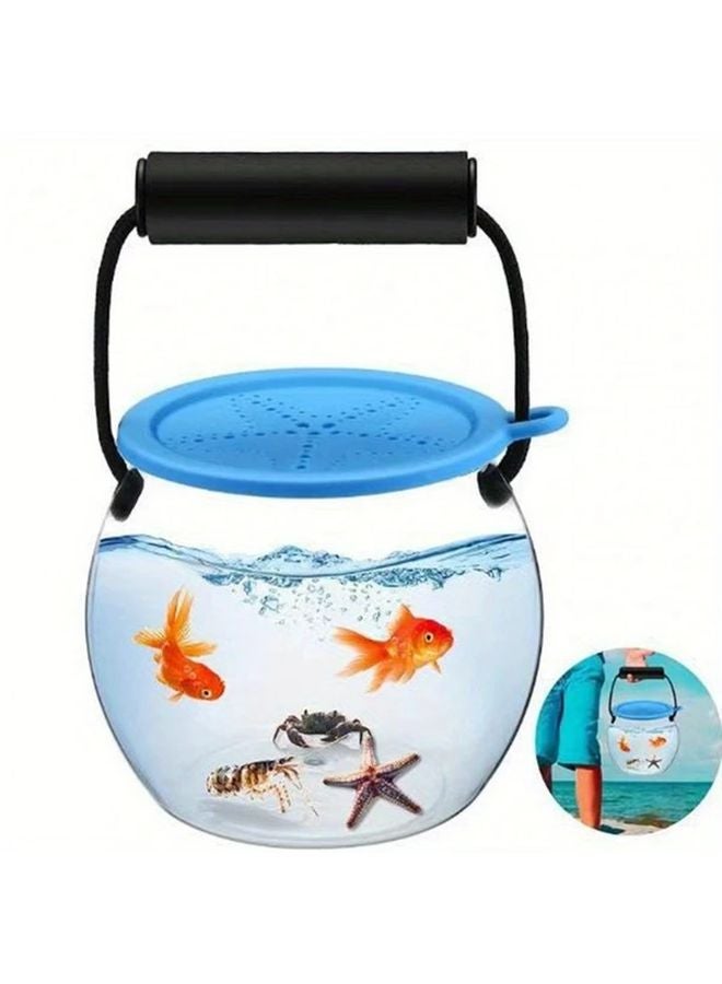 دلو أسماك حية محمول دائري مع غطاء ومقبض، حوض أسماك حية سعة 0.8 جالون لصيد الشاطئ - Image 1
