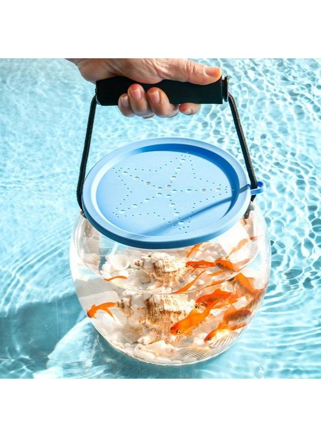 دلو أسماك حية محمول دائري مع غطاء ومقبض، حوض أسماك حية سعة 0.8 جالون لصيد الشاطئ - Image 4