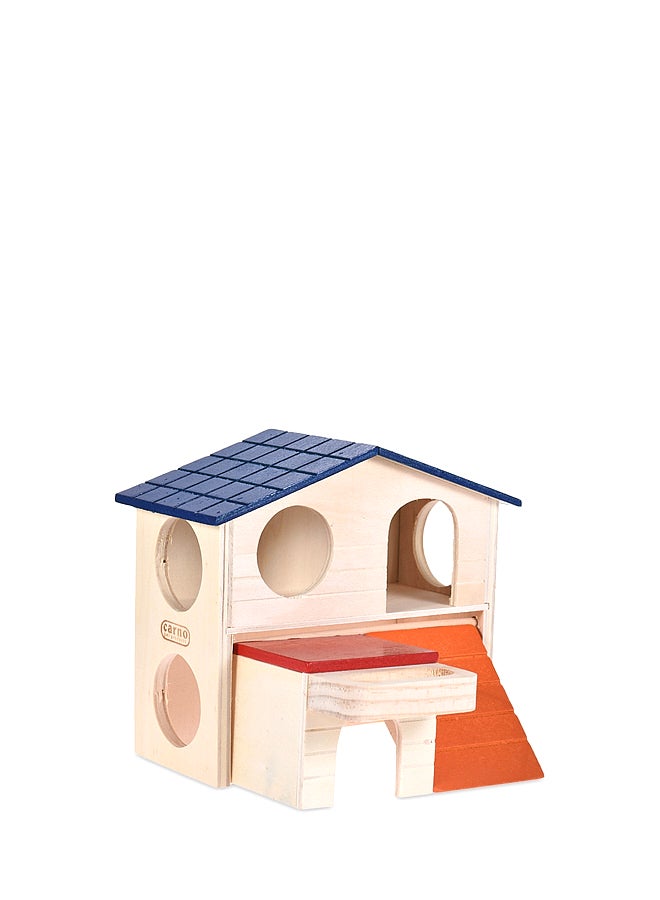 Loquat Wooden Hamster Play House Beige/Blue/Orange - Image 1