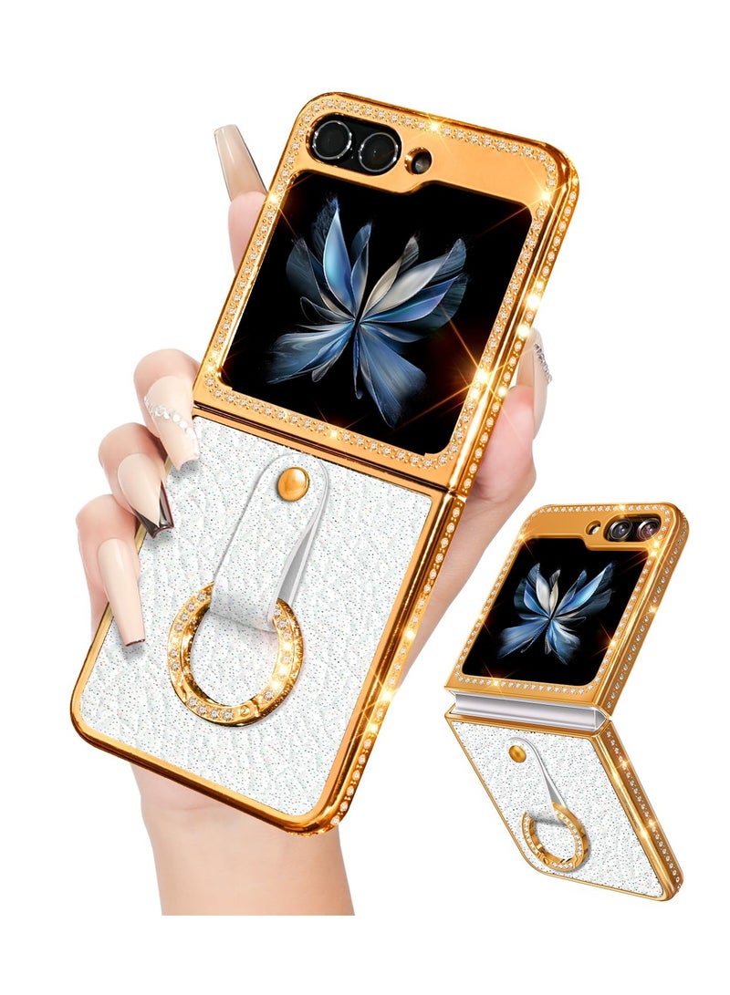 KASTWAVE Samsung Galaxy Z Flip 5 Case with Ring Holder - Elegant Bling Diamond Rhinestone Luxury Sparkly Cover for Women Girls - Image 1