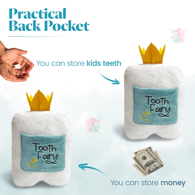 Cairn 6" Tooth Fairy Pillow with Back Pocket - Soft Plush Stuffed Animal Toy for Kids, Boy or Girl - Squishable Holder - Image 2