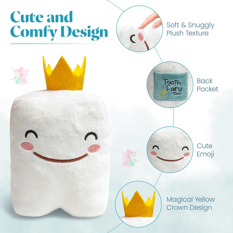 Cairn 6" Tooth Fairy Pillow with Back Pocket - Soft Plush Stuffed Animal Toy for Kids, Boy or Girl - Squishable Holder - Image 5