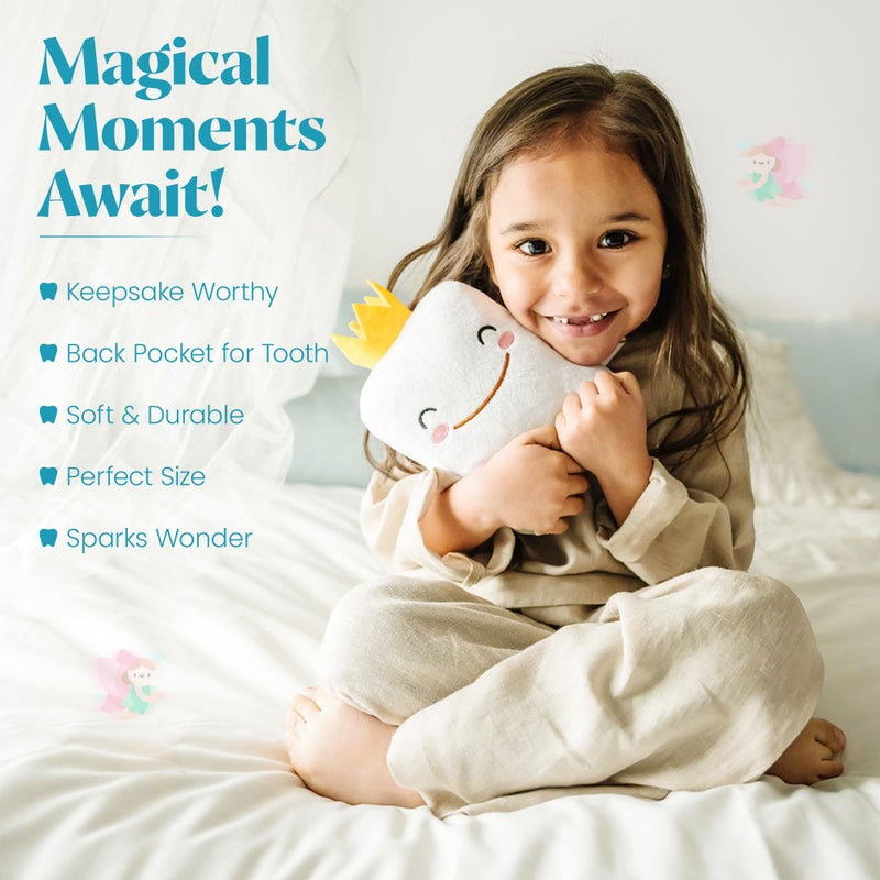 Cairn 6" Tooth Fairy Pillow with Back Pocket - Soft Plush Stuffed Animal Toy for Kids, Boy or Girl - Squishable Holder - Image 4