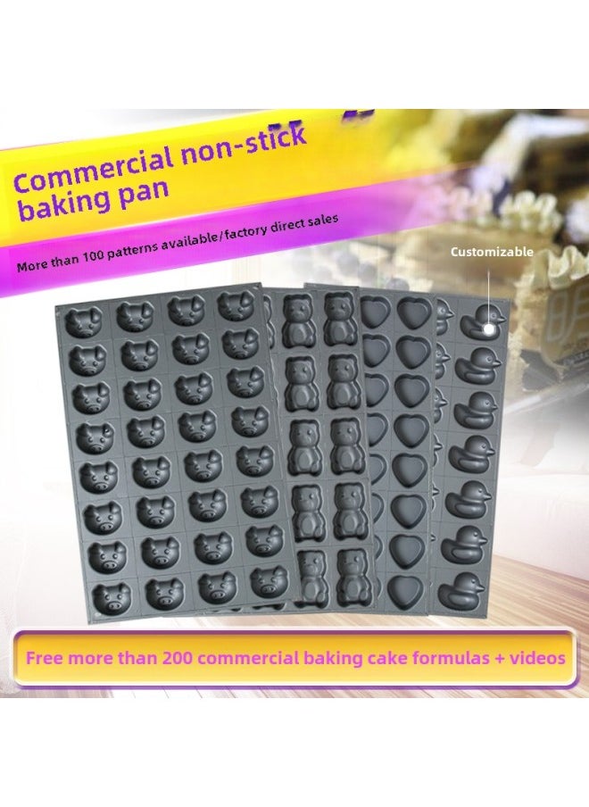 Generic - Kindergarten Non-stick Chicken Cake Mold 40*60 Animal Baking Tray Commercial Oven Anhydrous Crispy Bear Paw-Specifications:32 Consecutive Bubble Bear Molds - Image 1