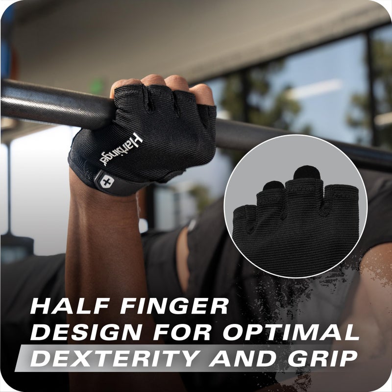 Harbinger Power Gloves 3.0 - Durable Half Finger Weightlifting Gloves with Adjustable Wrist Closure, Breathable Leather Palm, Men's, Black, Large - Image 4