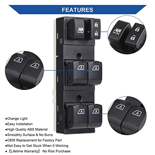 Obaee 25401-9N00D Front Power Window Switch Master Button Control Compatible with 2009-2012 Nissan Maxima, Infiniti 2007-2008 G35/ 2009-2013 G37/ 2011-2012 G25/ 2015 Q40 Orange Backlight 4 AUTO - Image 4