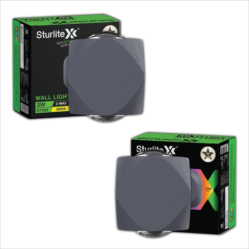 Sturlite Otrix 3Watt 2-Way LED Wall Light| 3K Color Temperature| Corrosion & Scratch Resistant| Aluminum Body with IP65-Weather Protection| Indoor & Outdoor Wall Mount Decorative Light - (Pack of 2) - Image 2