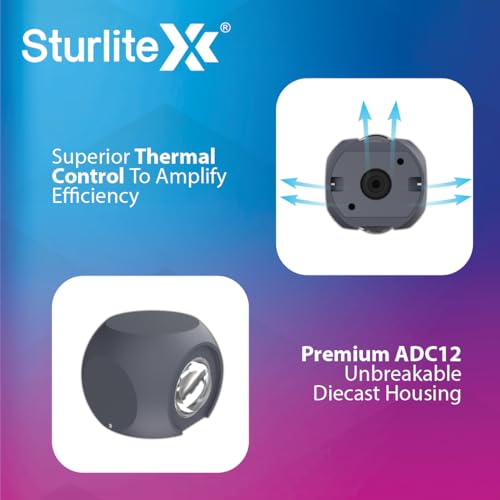 Sturlite Otrix 3Watt 2-Way LED Wall Light| 3K Color Temperature| Corrosion & Scratch Resistant| Aluminum Body with IP65-Weather Protection| Indoor & Outdoor Wall Mount Decorative Light - (Pack of 2) - Image 4