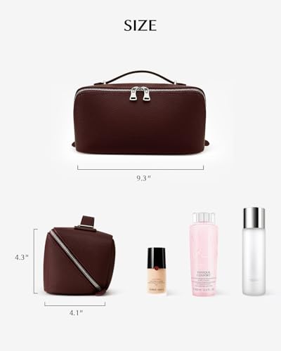 EACHY Makeup Bag,Large Capacity Travel Makeup Bag,Waterproof Portable Open Flat Toiletry Bag Cosmetic Bag with Divider and Handle - Image 5