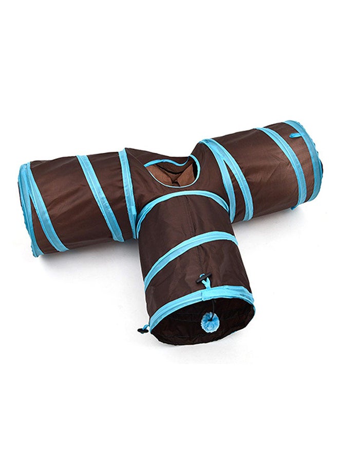 T Shape Folding Nylon 3 Way Tunnel Toy Brown/Blue - Image 4