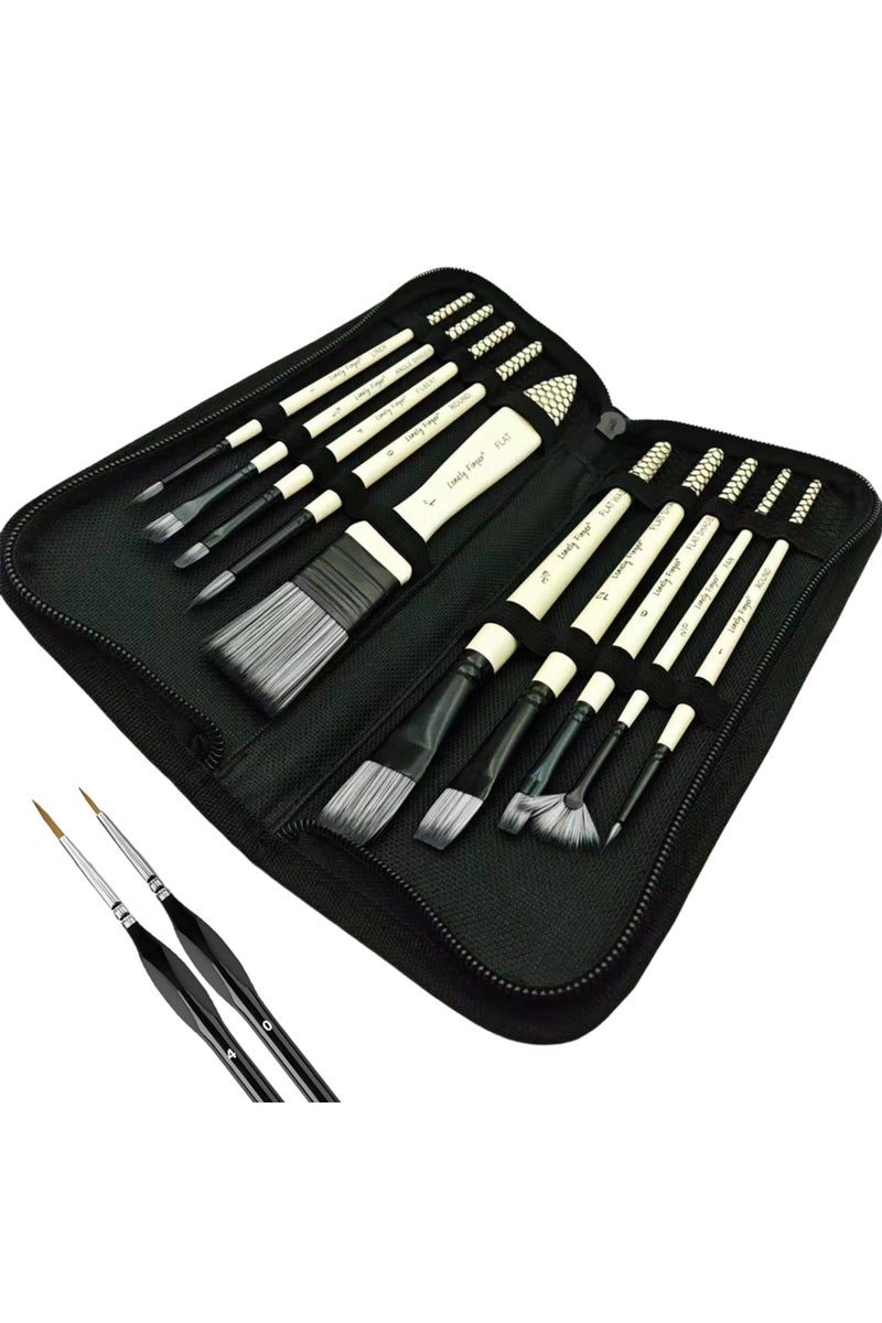 erorex 12pcs Brushes Bag 12pcs Artist Paint Brush Set with Carrying Case Premium Nylon Hair Brushes for Wat