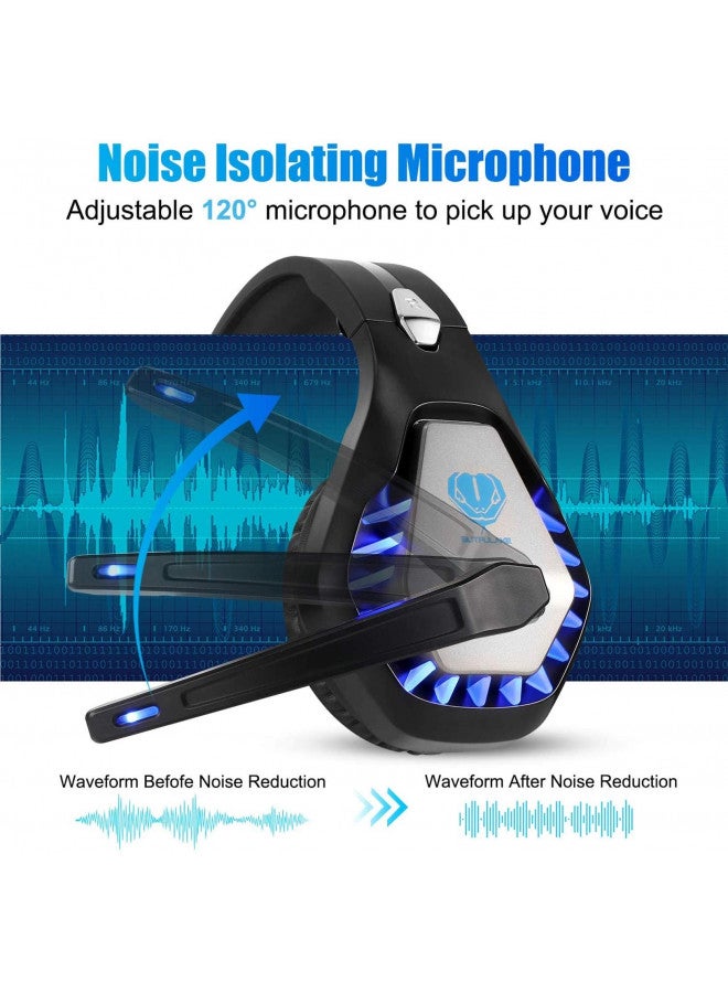 BUTFULAKE Headsets for Xbox One, PS4, PC, Nintendo Switch, Mac, Gaming Headset with Stereo Surround Sound, Over Ear Gaming Headphones with Noise Canceling Mic, LED Light (Headsets Black)  - Image 4