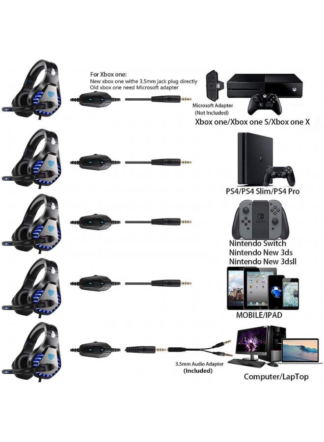 BUTFULAKE Headsets for Xbox One, PS4, PC, Nintendo Switch, Mac, Gaming Headset with Stereo Surround Sound, Over Ear Gaming Headphones with Noise Canceling Mic, LED Light (Headsets Black)  - Image 2