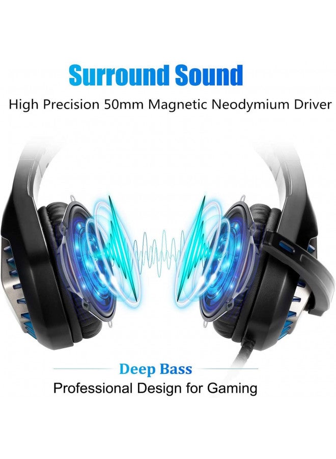 BUTFULAKE Headsets for Xbox One, PS4, PC, Nintendo Switch, Mac, Gaming Headset with Stereo Surround Sound, Over Ear Gaming Headphones with Noise Canceling Mic, LED Light (Headsets Black)  - Image 3