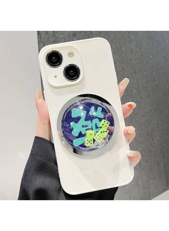 BGM Case Cover For iPhone 14 Frame White TPU Phone Case Green Dice