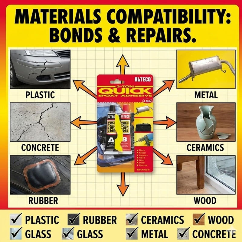 ALTECO Hasanat Essentials Alteco HE-3TQ Quick Epoxy Adhesive A+B - 3 Ton Strength, Fast Curing 4 Minutes, Multi-Surface Bond - Image 3