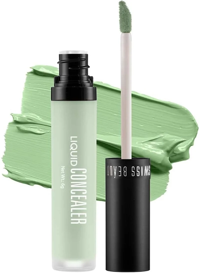 Swiss Beauty Swiss Beauty Liquid Light Weight Concealer With Full Coverage |Easily Blendable Concealer For Face Makeup With Matte Finish | Shade- Green, 6g