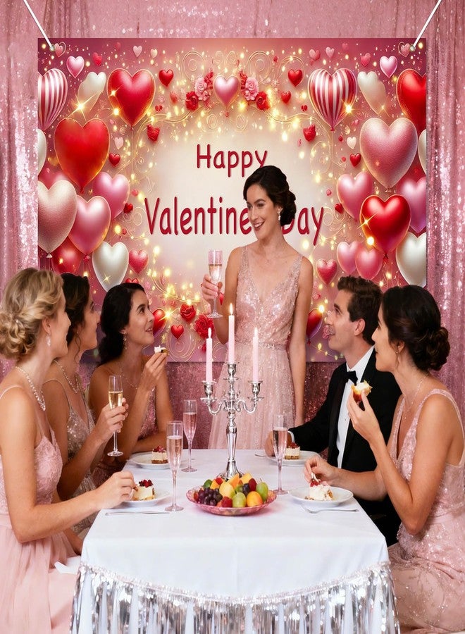 BlissYard Valentine's Day Banner 71x43 Inch Happy Valentines Day Banner Backdrop Party Valentine's Day Backdrops for Photography Romantic Love Banner Valentine Heart Balloon Banner Decorations - Image 5