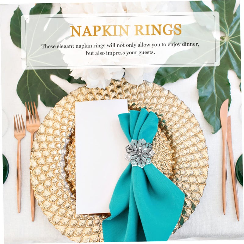 Stainless Steel Flower Napkin Rings Set of 4 Elegant Table Decor for Dining Party Events - Image 5