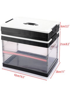 Excefore Foldable Plastic Storage Box With Lid, Upgrade Multifunction Transparent Collapsible Storage Bins, Stackable Clear Latch Storage Box with Handle, Clear Black  - Image 5
