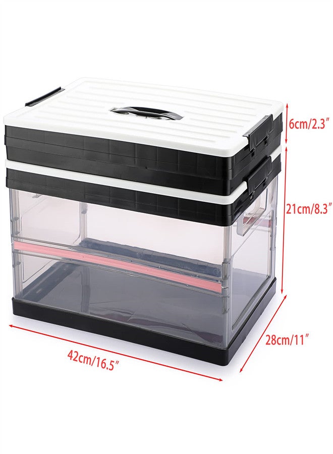 Excefore Foldable Plastic Storage Box With Lid, Upgrade Multifunction Transparent Collapsible Storage Bins, Stackable Clear Latch Storage Box with Handle, Clear Black - Image 5