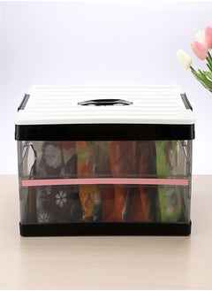 Excefore Foldable Plastic Storage Box With Lid, Upgrade Multifunction Transparent Collapsible Storage Bins, Stackable Clear Latch Storage Box with Handle, Clear Black  - Image 1