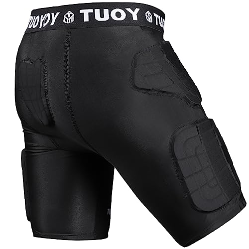 TUOYR Mens Padded Compression Short Football Girdle with Pads Youth Hip Thigh Butt Tailbone Protector Pants Adult Protective for Baseball Snowboard Skate Ski Kockey Cycling Baseball Rugby - Image 1
