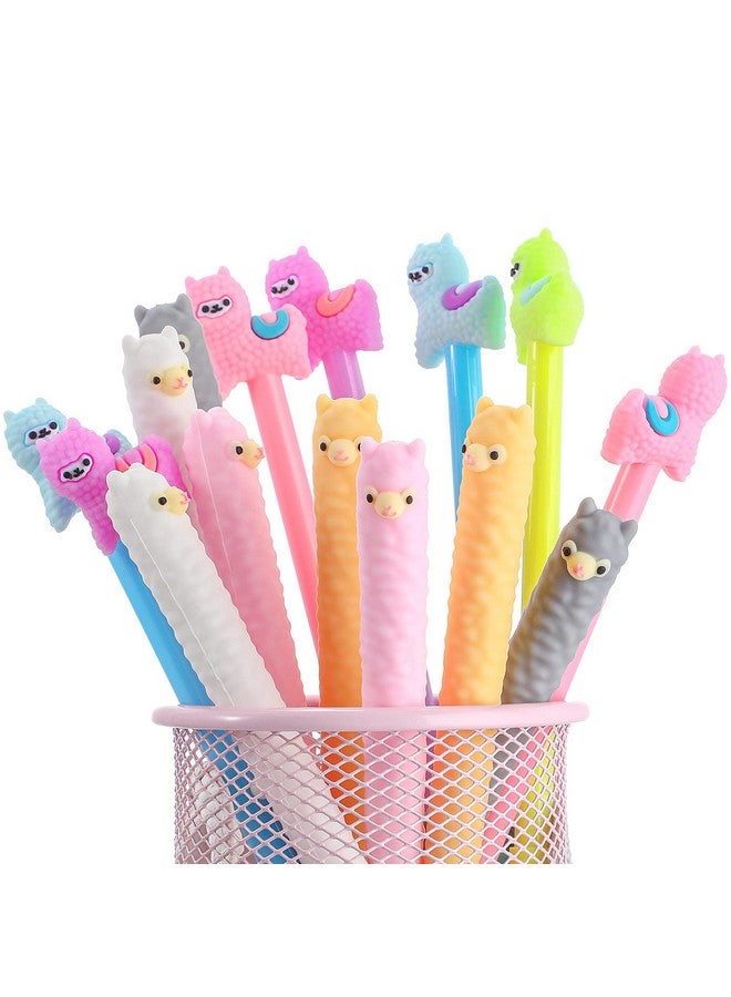 Tenare 12 Pieces Lama Pens Alpaca Gel Ink Pens Kawaii Cute Animal Black Ink Pens 0.5 Mm For Kids  - Image 1