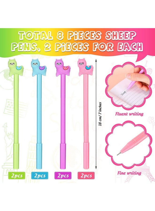 Tenare 12 Pieces Lama Pens Alpaca Gel Ink Pens Kawaii Cute Animal Black Ink Pens 0.5 Mm For Kids  - Image 3